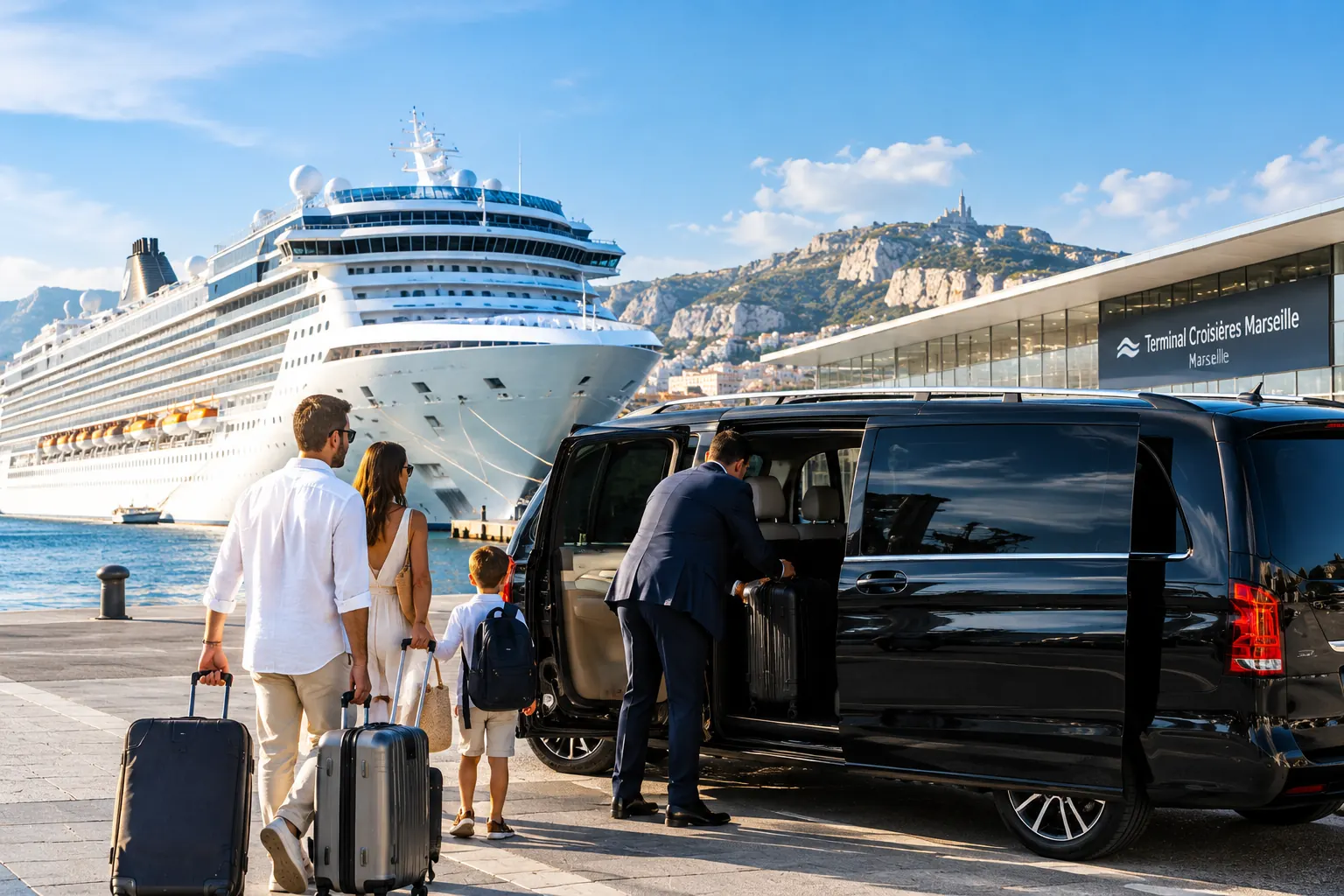 Port de croisière : van 7 places pour toute la famille